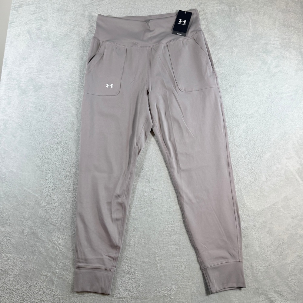 Under Armour Womens Motion Joggers Pants Size Large Taupe Fitted 1375077 NWT